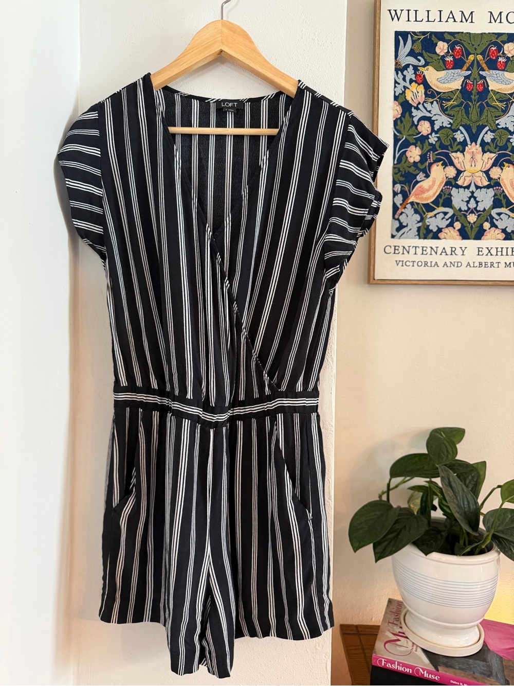LOFT Striped Romper Small